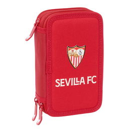 Pochette à crayons triple Sevilla Fútbol Club Rouge 12,5 x 19,5 x 5,5 cm 37 Pièces