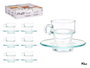 Vivalto Tasse à café en verre 90 ml avec soucoupe 8 x 6 x 6.5 cm (Set de 24)