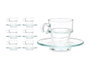 Vivalto Tasse à café en verre 90 ml avec soucoupe 8 x 6 x 6.5 cm (Set de 24)