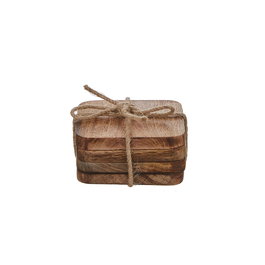 Mica Decorations Duko Lot de 4 dessous de verre en bois de manguier 10 x 10 x 5 cm