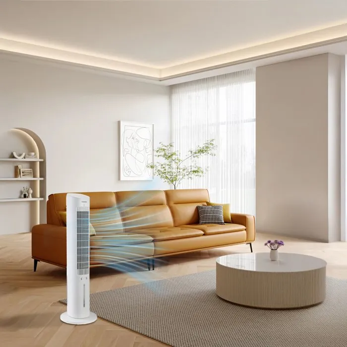 Oceanic Ventilateur Rafraîchisseur d'Air - Hauteur 97.5 cm - 60W - 3 Vitesses - 3 Modes - Réservoir 3 L - Télécommande - Blanc