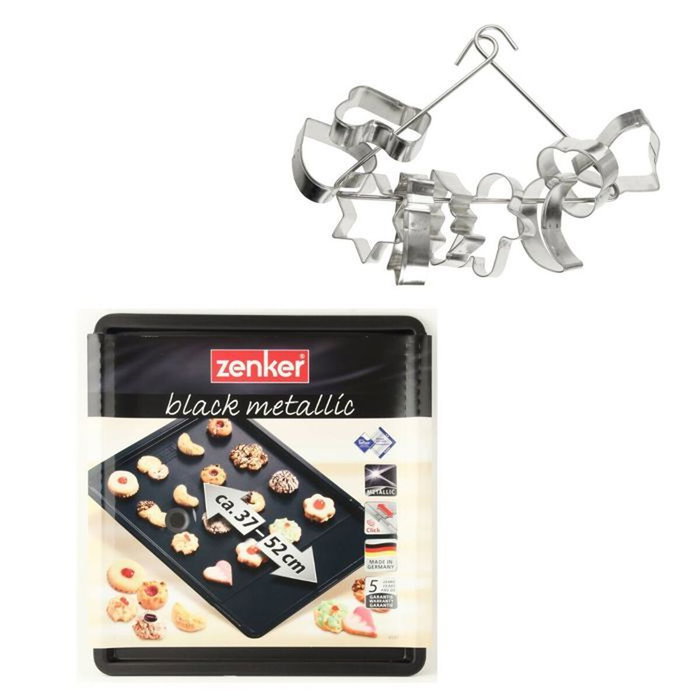 Zenker Ensemble plaque à pâtisserie extensible et 9 emporte-pièces de Noël