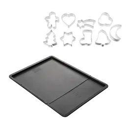 Zenker - Ensemble pâtisserie avec 1 plaque extensible revêtue Téflon (37-52 x 33 cm) et 1 lot de 9 emporte-pièces décoratifs sur cintre pour biscuits de Noël