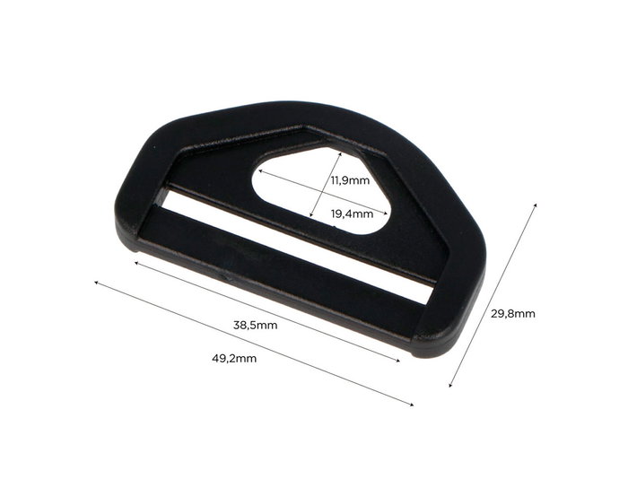 Innspiro Anneau avec Boucle Triangulaire en Plastique Noir 38,5 mm