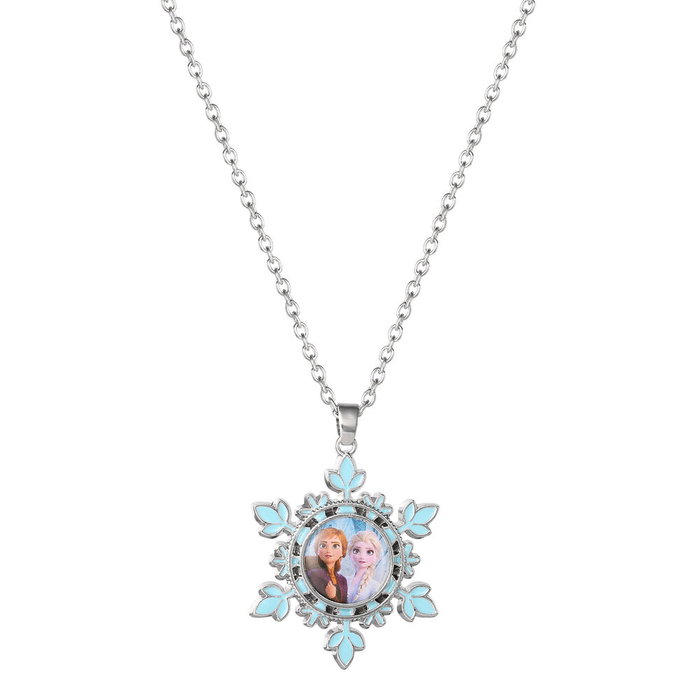 PEERS HARDY Pendentif Elsa et Anna Frozen Disney - Collier en plaqué argent avec pendentif en forme de flocon de neve