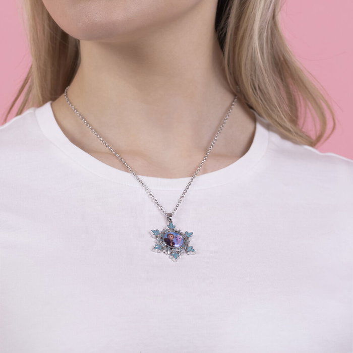 PEERS HARDY Pendentif Elsa et Anna Frozen Disney - Collier en plaqué argent avec pendentif en forme de flocon de neve