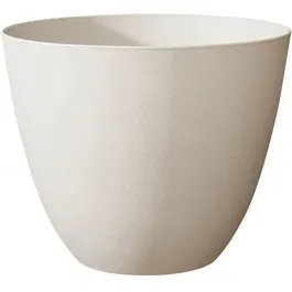 Élément Pot de fleurs rond Ø 40 cm - 26,2 L - Intérieur/Extérieur - Finition calcaire - Ø 39,4 x H 31,6 cm - Fabriqué en France
