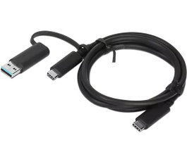 Lenovo Câble Hybride USB-C vers USB-A et USB-C 1 m Noir