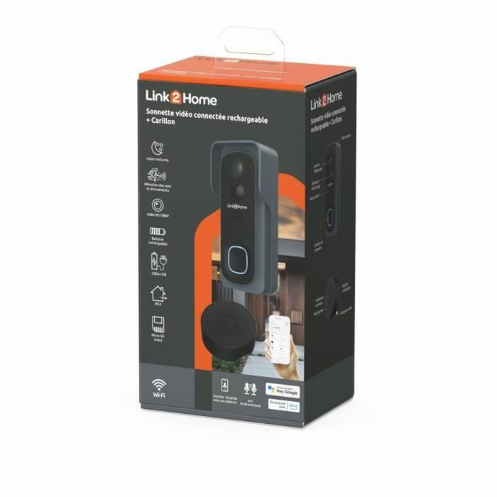 Link2Home Kit Sonnette connectée Wi-Fi avec carillon sans fil et SD 8 Go Link2Home Kit Sonnette connectée Wi-Fi avec carillon sans fil et SD 8 Go
