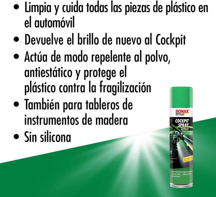 SONAX Nettoyant Tableau Silicone Plus Citron SX03433000 - Nettoie et Protège Plastique Voiture - Parfum Vanille - Antistatique