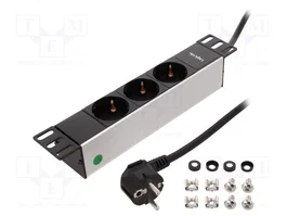 LOGILINK PDU3B01 Bloc d'alimentation noir 3 prises Schuko