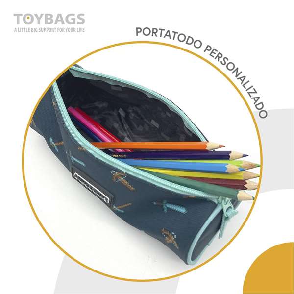 Toybags - Porte-tout rond Minecraft Pica Pica - Textile - 8 x 22 x 8 cm - Licence officielle