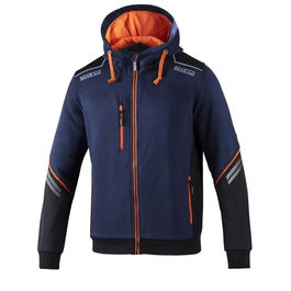 Sparco Sweat À Capuche Zippé Tw Taille S Bleu Marine-Orange S02414BMAF1S