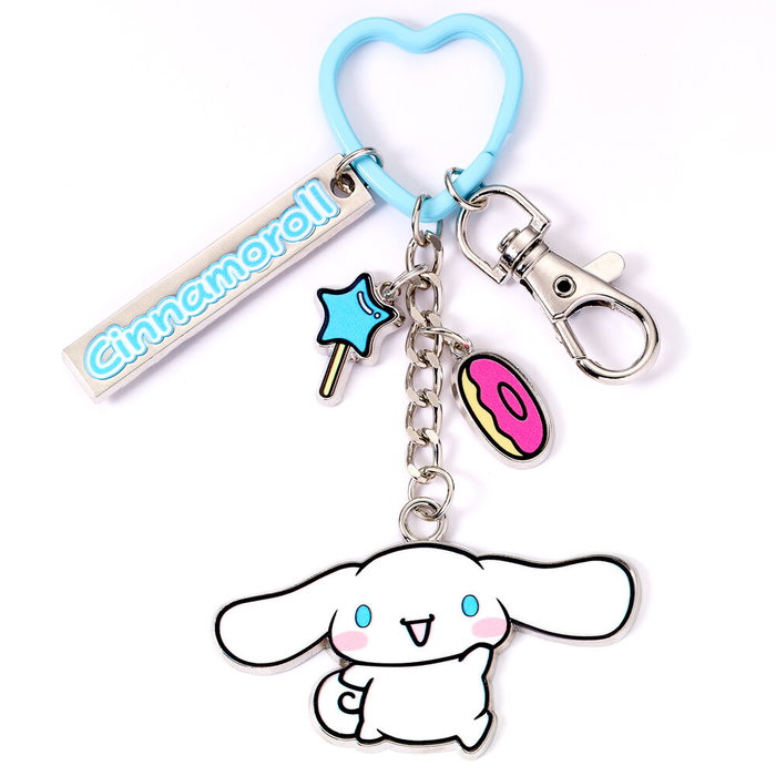 THE CARAT SHOP - Porte-clés décoratif Cinnamoroll et Hello Kitty en alliage de zinc avec clip et anneau en forme de cœur