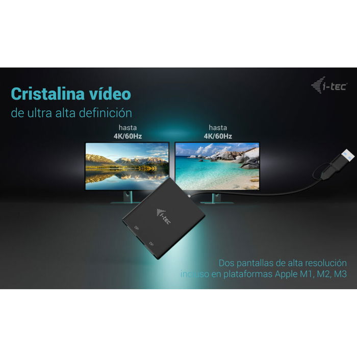 Câble USB i-Tec CADUAL4KDP Noir Câble USB i-Tec CADUAL4KDP Noir