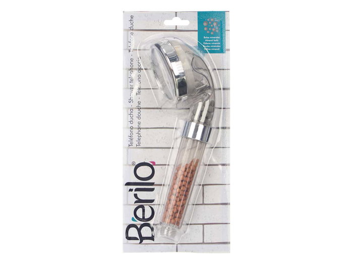 BERILO Téléphone de douche piercing thérapie pierres 25 x 8 x 8 cm ABS acier (Set de 12)