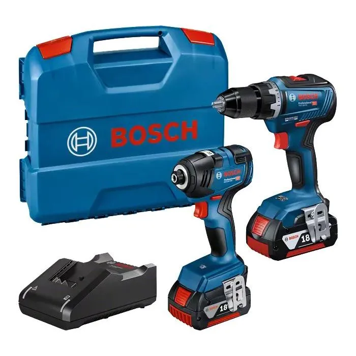 Bosch Professional GDR 18V-200 & GSR 18V-55 - Combo kit 2 outils sans fil 18V avec 2 batteries GBA 18V 4.0Ah et chargeur rapide GAL 18V-40