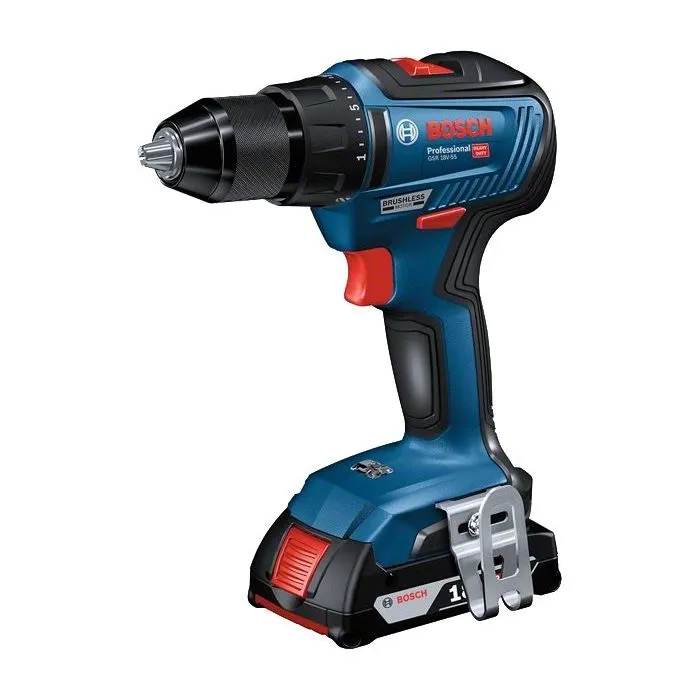 Bosch Professional GDR 18V-200 & GSR 18V-55 - Combo kit 2 outils sans fil 18V avec 2 batteries GBA 18V 4.0Ah et chargeur rapide GAL 18V-40