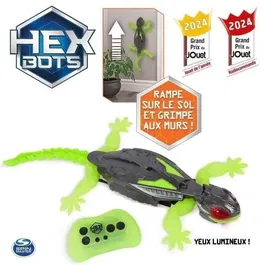 Spin Master GECKO Hex Bots - Robot Gécko Télécommandé 2.4 GHz, Rechargeable par USB, Grimpe sur les Murs, Jouet pour Enfants à Partir de 4 Ans