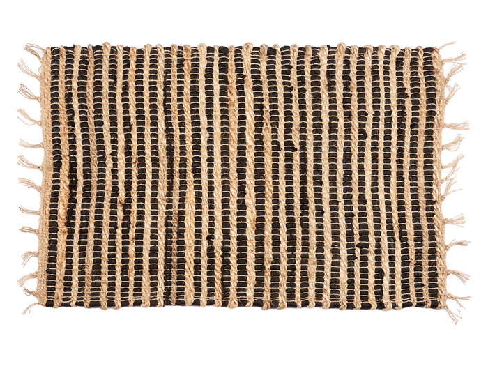Giftdecor Tapis Naturel Noir Double Rayures 60 x 90 cm Jute et Coton (Set de 12) Giftdecor Tapis Naturel Noir Double Rayures 60 x 90 cm Jute et Coton (Set de 12)