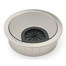 HERRAJES ALK Pasacable Zmk Palma Ø80 H13,5 Nickel Satiné