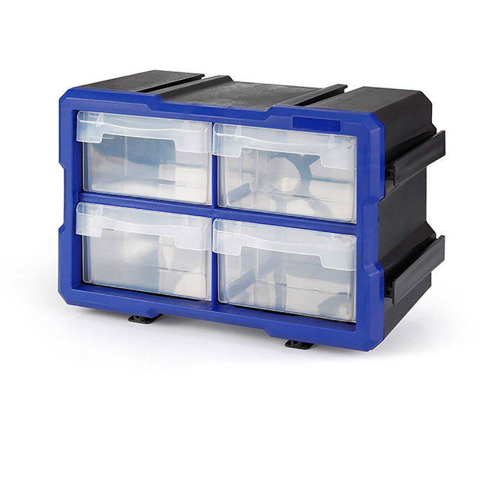 Workpro Organisateur empilable de 4 tiroirs, bleu, en polypropylène, 295 x 195 x 160 mm Workpro Organisateur empilable de 4 tiroirs, bleu, en polypropylène, 295 x 195 x 160 mm