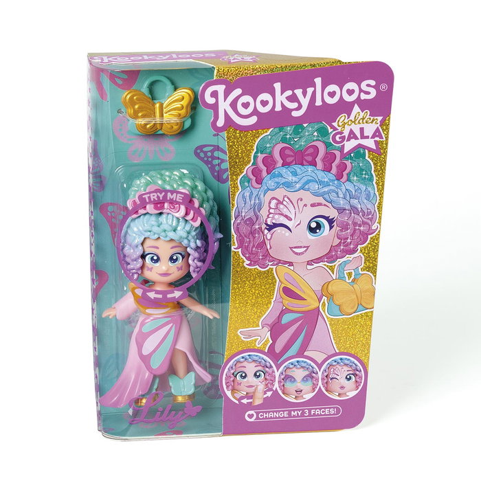 Kookyloos Poupée Golden Gala Pkl7D212In00 avec 3 Visages Changeants - Boîte Magique incluant Tenue, Sac et Chaussures - Pour Enfants 3 Ans et Plus Kookyloos Poupée Golden Gala Pkl7D212In00 avec 3 Visages Changeants - Boîte Magique incluant Tenue, Sac et Chaussures - Pour Enfants 3 Ans et Plus