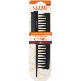 Cantu - 2 Peignes en Fibre de Carbone Résistants à la Chaleur et à la Fonte, Antistatiques, pour Cheveux et Méthode Curly, Sans Electricité Statique