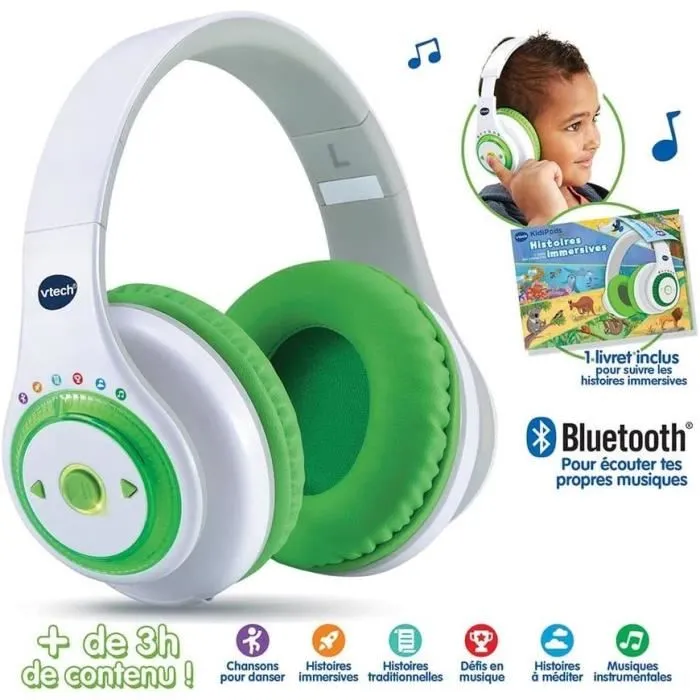 Vtech Kidi Audio Max - Casque audio interactif pour enfants - Contenu audio intégré - Réglage du volume - Livret imagé - Ergonomique et robuste