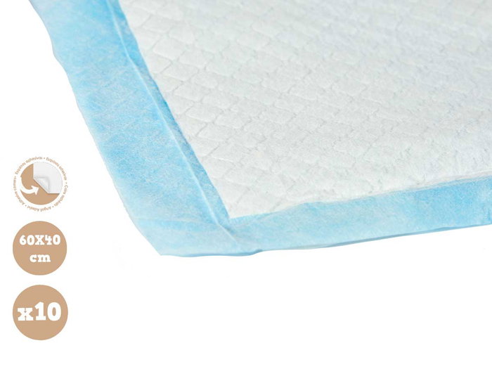 MASCOW Lot de 10 alèses absorbantes avec adhésif 40x60cm Bleu-Blanc MASCOW Lot de 10 alèses absorbantes avec adhésif 40x60cm Bleu-Blanc