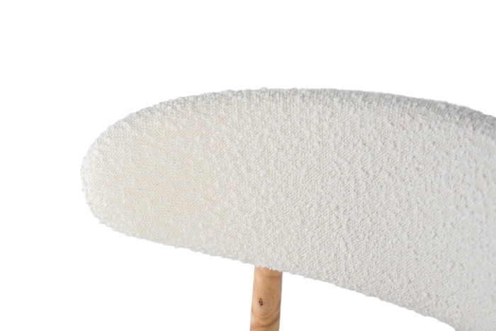 GINER Y COLOMER Lot de 2 Chaises en Bois de Caoutchouc Naturel avec Siège et Dossier Rembourrés en Tissu Bouclé Blanc - Dimensions : Siège 45x38 cm, Dossier 34x55 cm