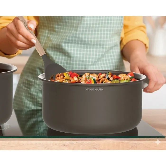 Arthur Martin Batterie de cuisine 10 pièces en Aluminium avec manche amovible