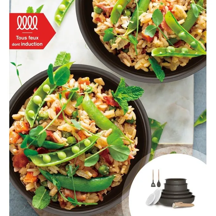 Arthur Martin Batterie de cuisine 10 pièces en Aluminium avec manche amovible