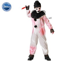 Otros - Réf. Disfraz - Déguisement de Clown Sanglant Blanc avec Col pour Enfant Garçon 3-4 Ans - Halloween - Polyester