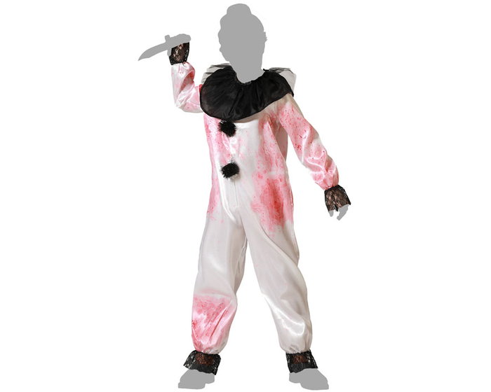 Déguisement Enfant 3-4 Ans Payasso Sanglant Blanc avec Col, Halloween, Homme, Polyester