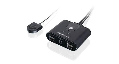 IOGEAR - Commutateur USB 2.0 2x4 pour Partage de Périphériques - Permet à 2 Ordinateurs de Partager 4 Appareils USB (Clavier, Souris, etc.)