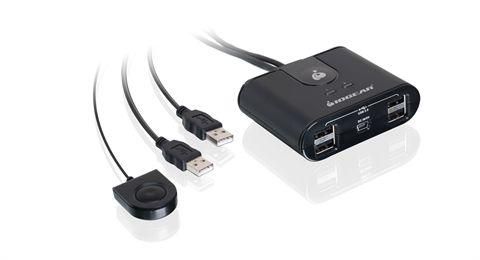 IOGEAR - Commutateur USB 2.0 2x4 pour Partage de Périphériques - Permet à 2 Ordinateurs de Partager 4 Appareils USB (Clavier, Souris, etc.)