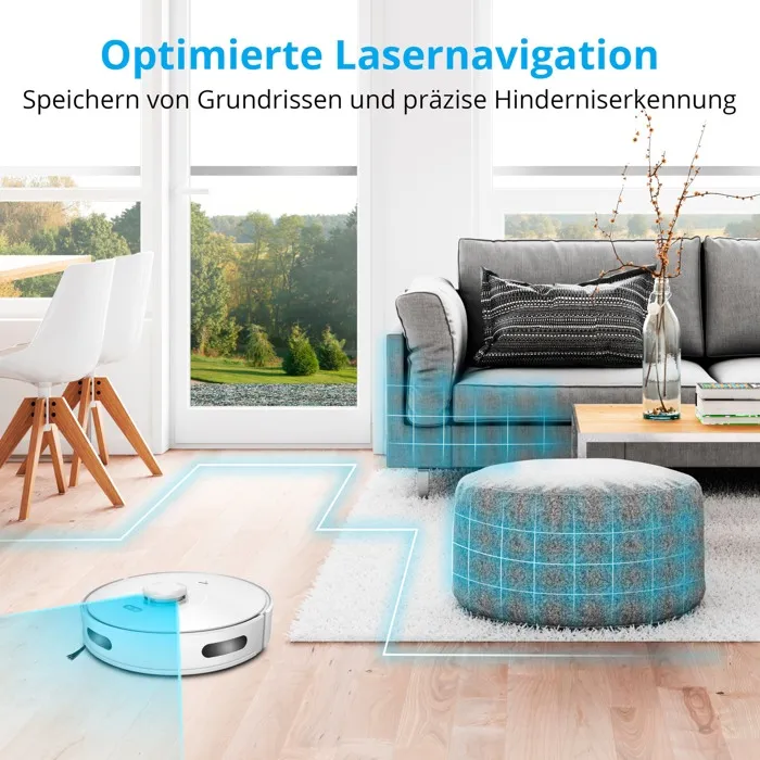 MEDION Aspirateur-Laveur Robot X10 SW MD11782 - Navigation Laser - 2700 Pa - 120 min autonomie - Réservoir 400 ml - Blanc