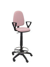 Tabouret Aýna taburete Contact permament de base Tissu Rose pâle Structure polyamide noire Accoudoirs fixes Sans appui-tête Roulettes en nylon 50 mm
