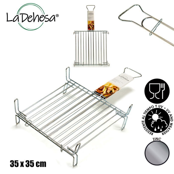 La Dehesa Grille Double Zincée 35 x 35 cm avec 4 Pattes et Poignée (Set de 5)