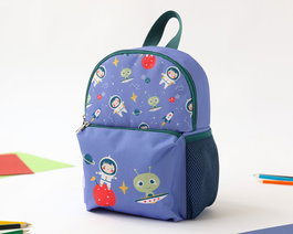 KioKids Mochila Azul Sac à dos enfant léger 4.6L avec 2 poches à fermeture éclair pour école ou garderie - Polyester - À partir de 18 mois