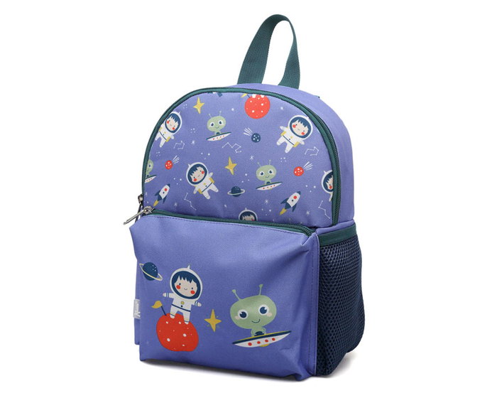 KioKids Mochila Azul Sac à dos enfant léger 4.6L avec 2 poches à fermeture éclair pour école ou garderie - Polyester - À partir de 18 mois