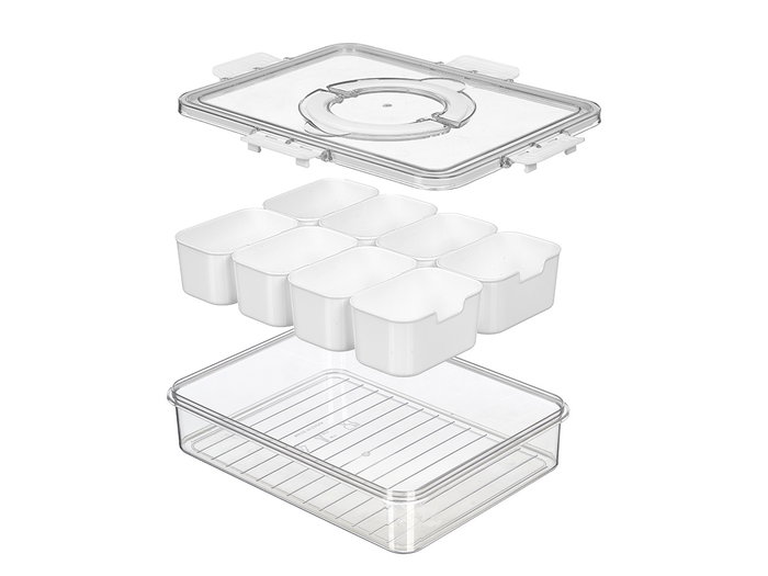 Kinvara Boîte Hermétique 3,2L avec 8 Organisateurs et Anse Blanche 31x7x24cm (Set de 12)