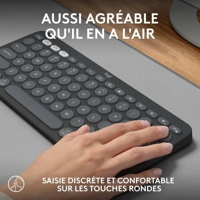 Logitech Pebble Keys 2 K380s - Clavier sans fil compact avec connexion Bluetooth multi-appareils, touches raccourcis personnalisables - Graphite