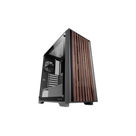 Mars Gaming MCWOODC Boîtier Midi Tower avec bois naturel et verre trempé Noir