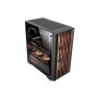 Mars Gaming MCWOODC Boîtier Midi Tower avec bois naturel et verre trempé Noir