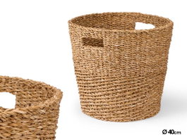 Giftdecor Cesto Conique Anses 40 x 40 x 36 cm Algue de mer Marron (Set de 2)