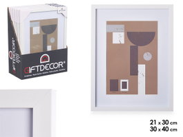 GIFTDECOR Cadre photo mural en bois avec passe-partout 21x30cm blanc