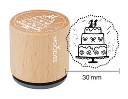 Woodies Sello en bois et caoutchouc pastel de mariage 33x30mm