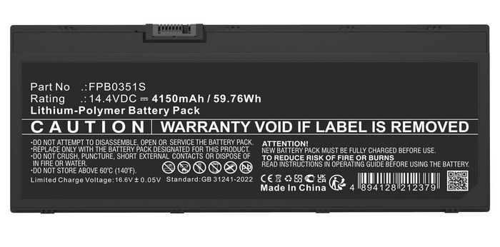 CoreParts Batterie noire pour Fujitsu Notebook, Laptop 14.4V 4150mAh 59.76Wh CoreParts Batterie noire pour Fujitsu Notebook, Laptop 14.4V 4150mAh 59.76Wh